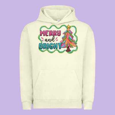 Merry And Bright Christmas Tree Urban Hoodie Designed By Maliassmallbusiness