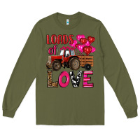 Army Green valentine's day loads of love tractor with pin heart balloons Long Sleeve Tee - RanaPortraitStore