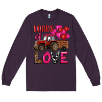 Plum valentine's day loads of love tractor with pin heart balloons Long Sleeve Tee - RanaPortraitStore