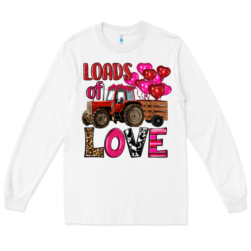 Valentine's Day Loads Of Love Tractor With Pin Heart Balloons Long Sleeve Tee by RanaPortraitStore | Teevron