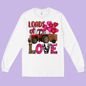 Valentine's Day Loads Of Love Tractor With Pin Heart Balloons Long Sleeve Tee Designed By Ranaportraitstore