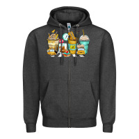 Charcoal Heather school bus coffee cups Zipper Hoodie - Zillion Design Studio