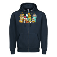 Navy school bus coffee cups Zipper Hoodie - Zillion Design Studio