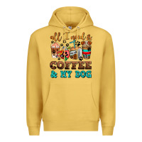 Antique Gold all i need is coffee and my dog Premium Hoodie - AdoDesignShop