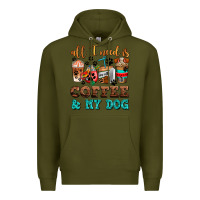 Army Green all i need is coffee and my dog Premium Hoodie - AdoDesignShop