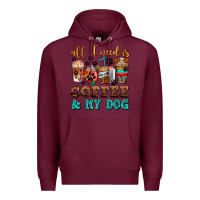 Burgundy all i need is coffee and my dog Premium Hoodie - AdoDesignShop