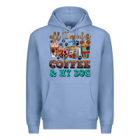 Colony Blue all i need is coffee and my dog Premium Hoodie - AdoDesignShop