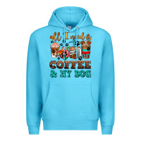 Ocean Blue all i need is coffee and my dog Premium Hoodie - AdoDesignShop