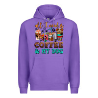 Purple all i need is coffee and my dog Premium Hoodie - AdoDesignShop