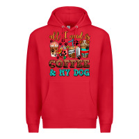 Red all i need is coffee and my dog Premium Hoodie - AdoDesignShop