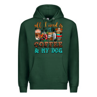 Sports Green all i need is coffee and my dog Premium Hoodie - AdoDesignShop