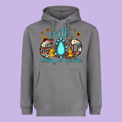 With God All Things Are Possible Matthew 19 26 Heavyweight Hoodie Designed By Jahusdesignshop