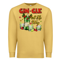 Antique Gold gin`gle all the way with bottle and cocktails Premium Sweatshirt - AdoDesignShop