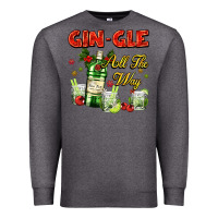 Charcoal Heather gin`gle all the way with bottle and cocktails Premium Sweatshirt - AdoDesignShop