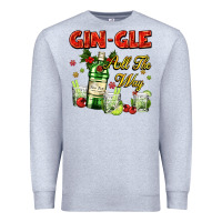 Heather Grey gin`gle all the way with bottle and cocktails Premium Sweatshirt - AdoDesignShop