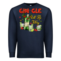 Navy gin`gle all the way with bottle and cocktails Premium Sweatshirt - AdoDesignShop