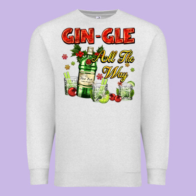 Gin`gle All The Way With Bottle And Cocktails Premium Sweatshirt Designed By Adodesignshop