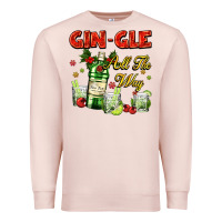 Pale Pink gin`gle all the way with bottle and cocktails Premium Sweatshirt - AdoDesignShop