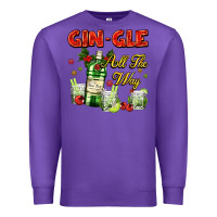 Purple gin`gle all the way with bottle and cocktails Premium Sweatshirt - AdoDesignShop