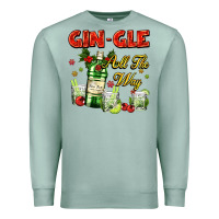 Seafoam gin`gle all the way with bottle and cocktails Premium Sweatshirt - AdoDesignShop