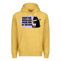 Antique Gold coffee because murder is wrong Premium Hoodie - MaliasSmallBusiness