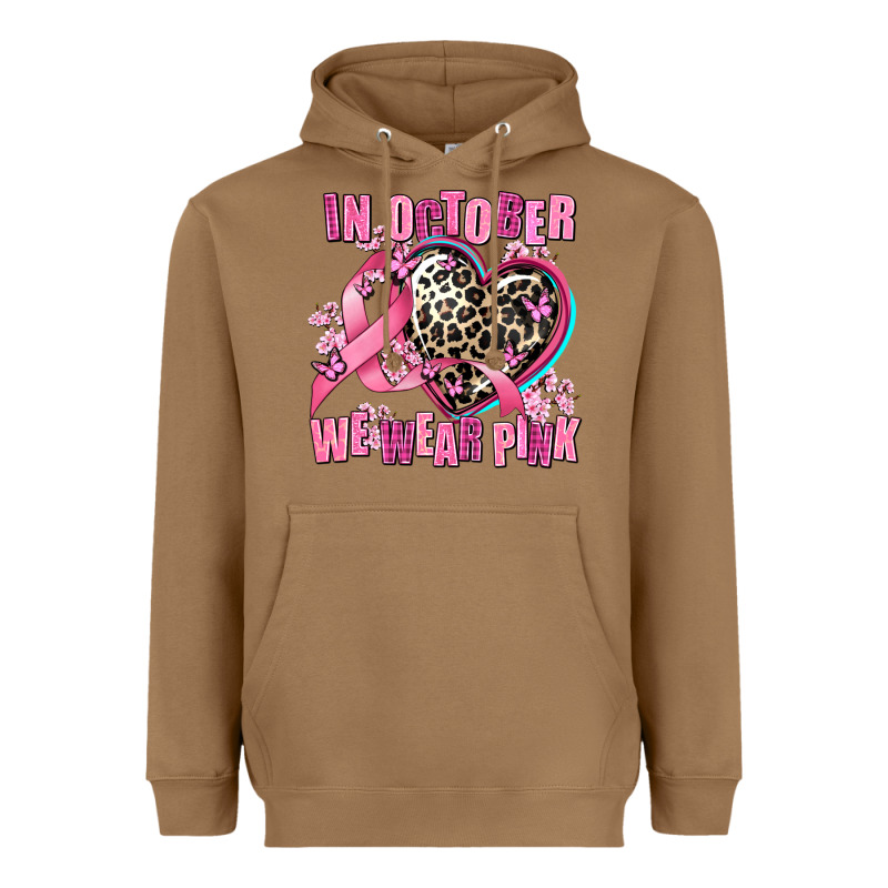 Western Leopard  In October We Wear Pink Heart Heavyweight Hoodie by AdoDesignShop | Teevron