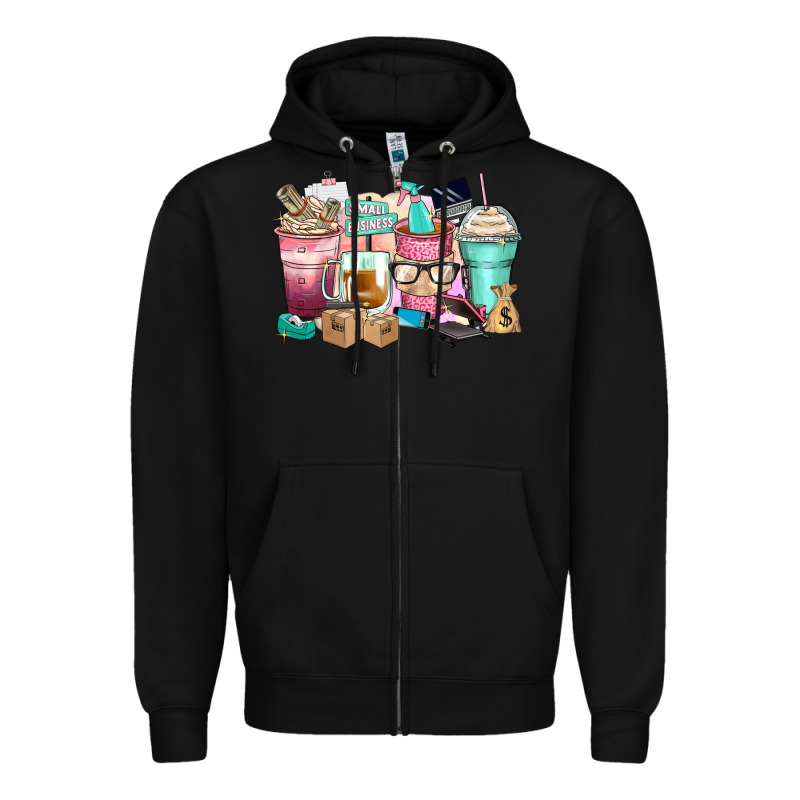 Small Business Coffee Cups Zipper Hoodie by Zillion Design Studio | Teevron