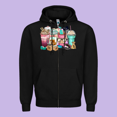 Small Business Coffee Cups Zipper Hoodie Designed By Zillion Design Studio
