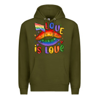 Army Green love is love lips Premium Hoodie - MaliasSmallBusiness