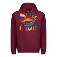 Burgundy love is love lips Premium Hoodie - MaliasSmallBusiness