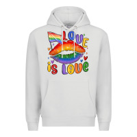 Dove Grey love is love lips Premium Hoodie - MaliasSmallBusiness