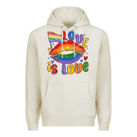 Oatmeal Heather love is love lips Premium Hoodie - MaliasSmallBusiness