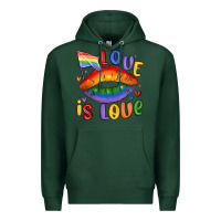 Sports Green love is love lips Premium Hoodie - MaliasSmallBusiness
