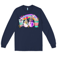 Navy unicorn coffee cups Long Sleeve Tee - AdoDesignShop