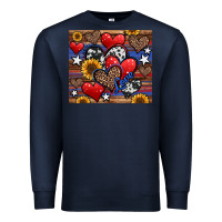 Navy 4th of july american hearts Premium Sweatshirt - Jasminsmagicworld