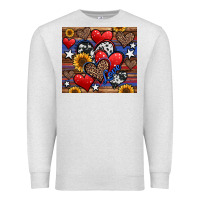 Oatmeal Heather 4th of july american hearts Premium Sweatshirt - Jasminsmagicworld