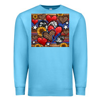 Ocean Blue 4th of july american hearts Premium Sweatshirt - Jasminsmagicworld