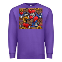 Purple 4th of july american hearts Premium Sweatshirt - Jasminsmagicworld