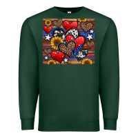 Sports Green 4th of july american hearts Premium Sweatshirt - Jasminsmagicworld