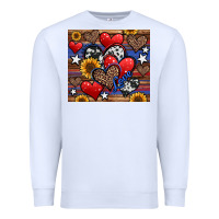 White 4th of july american hearts Premium Sweatshirt - Jasminsmagicworld