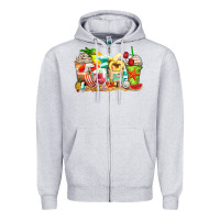 Heather Grey summer vibes coffee cups Zipper Hoodie - Zillion Design Studio