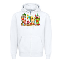White summer vibes coffee cups Zipper Hoodie - Zillion Design Studio