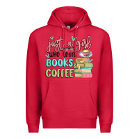Cardinal just a girl who loves books and coffee Premium Hoodie - MaliasSmallBusiness