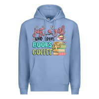 Colony Blue just a girl who loves books and coffee Premium Hoodie - MaliasSmallBusiness