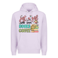 Lilac just a girl who loves books and coffee Premium Hoodie - MaliasSmallBusiness