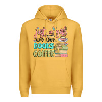 Mustard just a girl who loves books and coffee Premium Hoodie - MaliasSmallBusiness