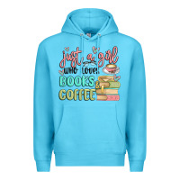 Ocean Blue just a girl who loves books and coffee Premium Hoodie - MaliasSmallBusiness