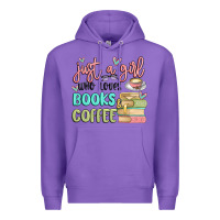 Purple just a girl who loves books and coffee Premium Hoodie - MaliasSmallBusiness