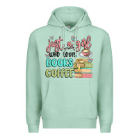 Seafoam just a girl who loves books and coffee Premium Hoodie - MaliasSmallBusiness