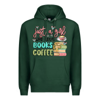 Sports Green just a girl who loves books and coffee Premium Hoodie - MaliasSmallBusiness